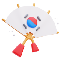 icono coreano, ventilador tradicional ilustración 3d png