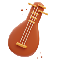 ícone coreano, ilustração 3d de instrumento de guitarra coreana png