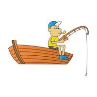 cute of man fishing on cartoon version vector