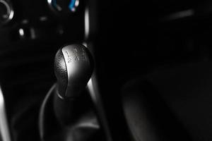 Manual Transmission Driving. Modern Car with 6 speed gear stick photo