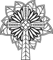 cruz de jesús en diseño floral, cruz cristiana católica vector