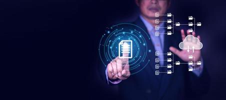 documentation database and process automation to efficiently manage files, knowledge and documentation in enterprise with ERP. Corporate business technology. photo