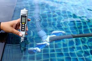 Resort Private pool has weekly check maintenance test, Salt Meter Level, to make sure water is clean and can swim photo