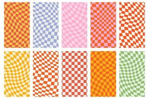 Groovy retro pattern background in psychedelic checkered backdrop style. A chessboard in a minimalist abstract design with a 60s 70s aesthetic vibe. hippie style y2k. funky print vector illustration