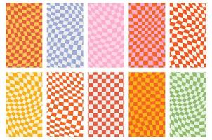 Groovy retro pattern background in psychedelic checkered backdrop style. A chessboard in a minimalist abstract design with a 60s 70s aesthetic vibe. hippie style y2k. funky print vector illustration