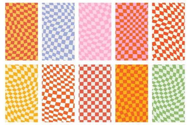 Groovy retro pattern background in psychedelic checkered backdrop style. A chessboard in a minimalist abstract design with a 60s 70s aesthetic vibe. hippie style y2k. funky print vector illustration