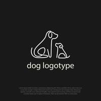 perro logo línea estilo contorno icono diseños vector ilustración arte monoline simple logo