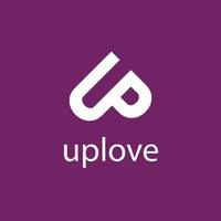 Love heart logo word UP Beautiful vector love logo. UP love outline creative letter logo