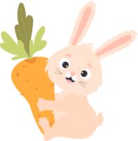 Cute bunny character is  farmer with carrot png