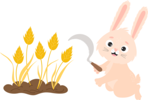 Bunny farmer with sickle and wheat png