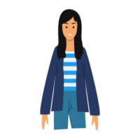 cute female character illustration in flat design png