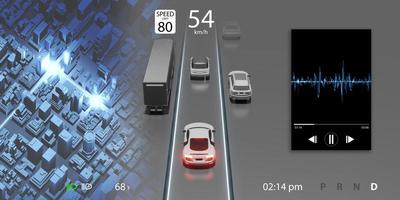 Car display TESLA interface map navigation LED screen user interface ui 3D illustration photo