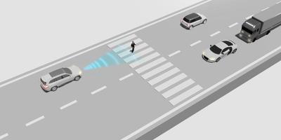 piloto automático autónomo mobileye drive ev sistema automático de frenos de emergencia freno de emergencia para evitar colisiones representación 3d foto