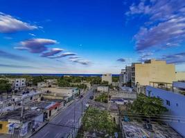 Cityscape caribbean ocean and beach panorama view Playa del Carmen. photo