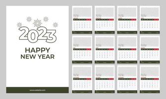 2023 años todo el mes vector calendario de escritorio de diseño simple