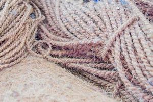 Close up view of twisted rope made of sisal photo
