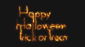 Happy Halloween Trick or Treat Fire Text Scary Animation video