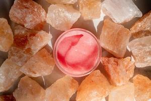 Handmade Sugar pink Scrub With Himalayan Salt. Toiletries, Spa and wellness cosmetics. photo