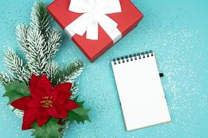 Notepad with handwrittrn 2021 goals for new year. Resolutions list. photo