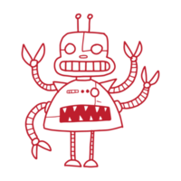 söt robot karaktär illustration hand dragen design png