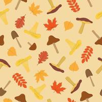 Mushroom and autumn leaves seamless pattern. Colorful mushrooms and autumn leaves. Creative autumn texture for fabric, wrapping, textile, wallpaper, apparel. vector