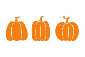 Orange pumpkin silhouette. Set of pumpkins for autumn decorative design, Halloween and Thanksgiving vector