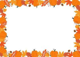 Horizontal Autumn frame. Pumpkins, leaves, berries and acorns. Background for autumn decorative design vector