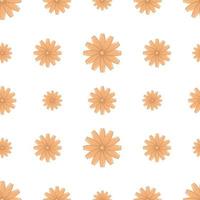 Seamless pattern with yellow calendula in flat style isolated on white background vector