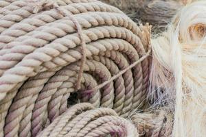 Close up view of twisted rope made of sisal photo