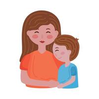 mother and son vector