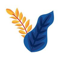 blue leaf and yellow branch vector