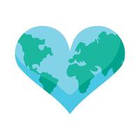 earth with heart shape vector