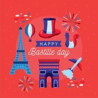 bastille day lettering pattern vector