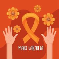 maio laranja lettering postcard vector