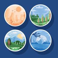 four seasons landscapes vector