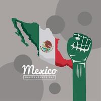 mexico independence lettering card vector