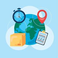world with delivery icons vector
