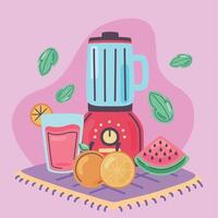 blender and fruits smoothie vector