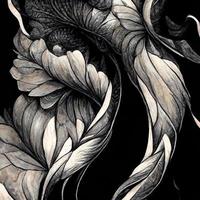 maori tattoo on scroll, line art, ink art, black ink, clean lines, illustration photo