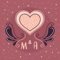 wedding postcard with initials vector