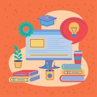 desktop with education online vector