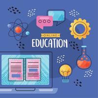 educación en línea con computadora portátil vector