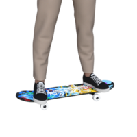 Skateboard 3d pose model illustration PNG