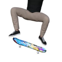 Skateboard 3d pose model illustration PNG