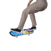 Skateboard 3d pose model illustration PNG