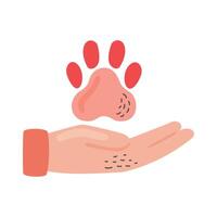 hand lifting paw print vector