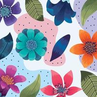 natural flowers and leafs pattern vector