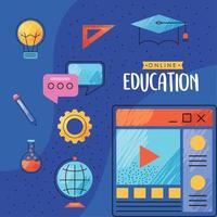 educación en línea con página web vector