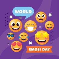 world emoji day postcard vector