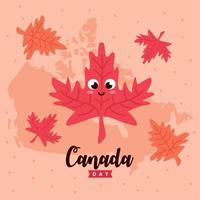 canada day lettering with leafs vector